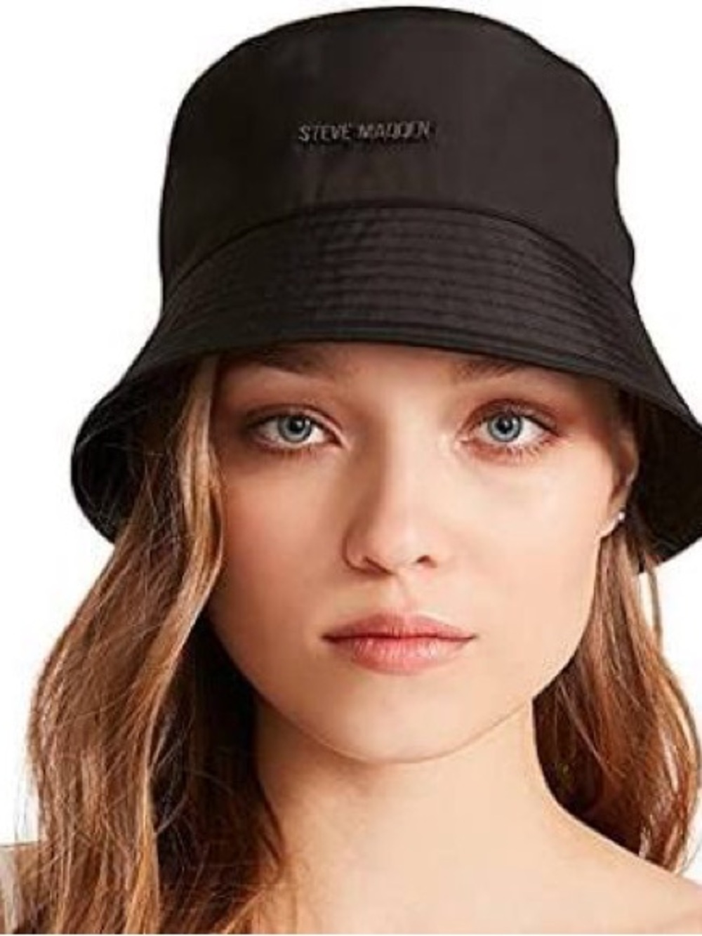 Steve Madden Black Bucket Hat with Subtle Logo